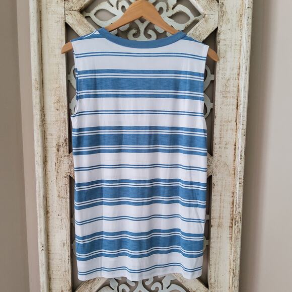 MTS Women's Lightweight Relaxed Fit Tank Top Tunic Blue & White Stripe USA Made - Picture 6 of 6